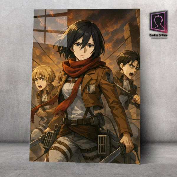Cuadro Aluminio SNK Eren Mikasa Armin - Imagen 3